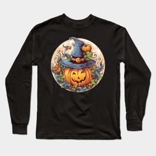 spooky autumn fall cute cat bat Long Sleeve T-Shirt